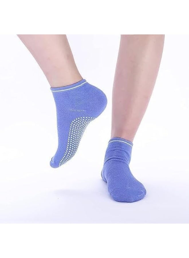 4 Pairs Non-Slip Yoga Socks for Women & Men, Cotton Grip Socks with Cushion for Pilates, Yoga, Ballet, Home, Studio & Hospital - Image 2