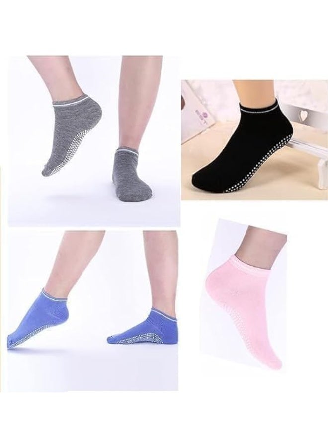 4 Pairs Non-Slip Yoga Socks for Women & Men, Cotton Grip Socks with Cushion for Pilates, Yoga, Ballet, Home, Studio & Hospital - Image 5
