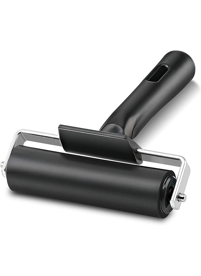 HY Rubber Brayer Roller, Black Printing Ink Rubber Brayer Roller Paint Brush Black Ink Applicator Art Craft Oil Painting Tool for Printmaking Anti Skid Tape Construction  - Image 1