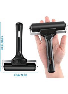 HY Rubber Brayer Roller, Black Printing Ink Rubber Brayer Roller Paint Brush Black Ink Applicator Art Craft Oil Painting Tool for Printmaking Anti Skid Tape Construction  - Image 2