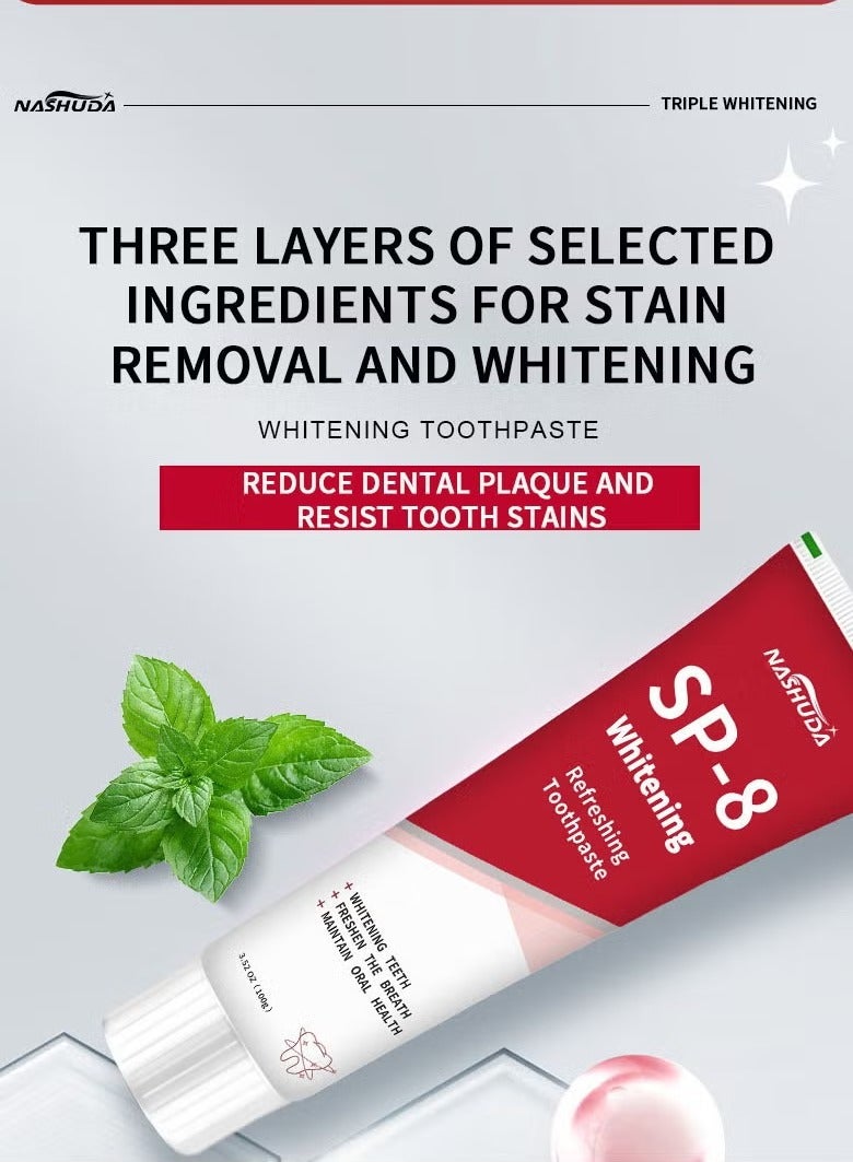 -8 Ultra Whitening Toothpaste, Sp-8 Probiotic Brightening Toothpaste, -8 Toothpaste, Probiotic Brightening Toothpaste, Deep Cleaning Care Toothpaste (2Pcs) - Image 5