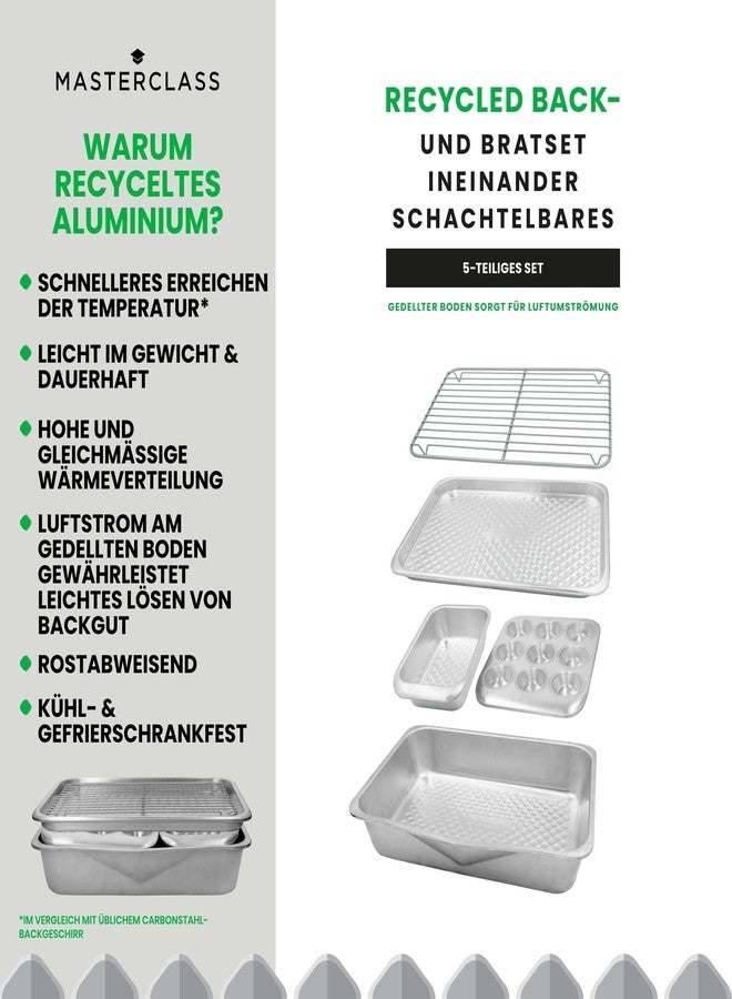 Master Class MasterClass Recycled Aluminum 5pc Baking Set, Stacking Bakeware Set with Roaster, Muffin Pan, 2lb Loaf Tin, Baking Tray & Wire Cooking Rack - Image 3