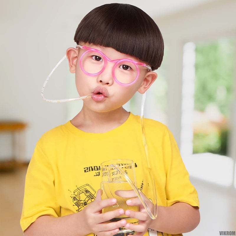 VIKROM Drinking Silly Straws Glasses Plastic - 5Pcs Fun Glasses Straw Covers Cap Reusable Straws for Kids Glasses Straws Drinking Adult Party Fun Straws for Eye Glasses Straw Tube Birthday Party Set - Image 5