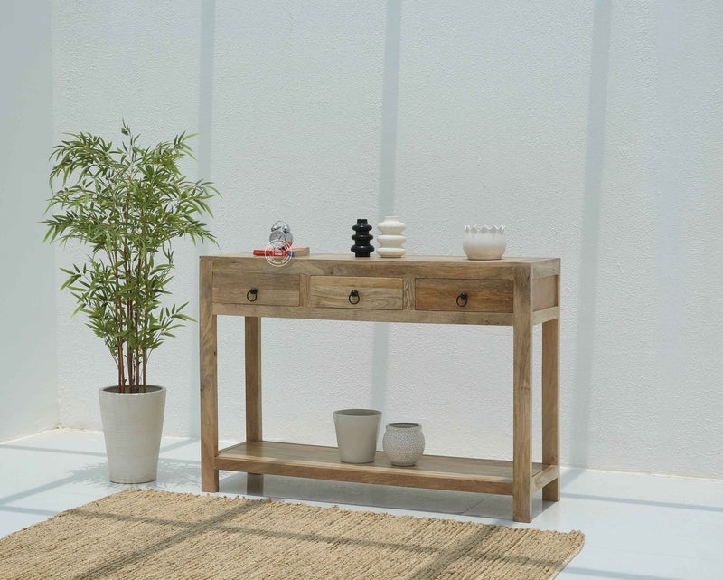 Opel Home طاولة كونسول لوما مع 3 أدراج (طبيعي) (130X40X90) - Image 1