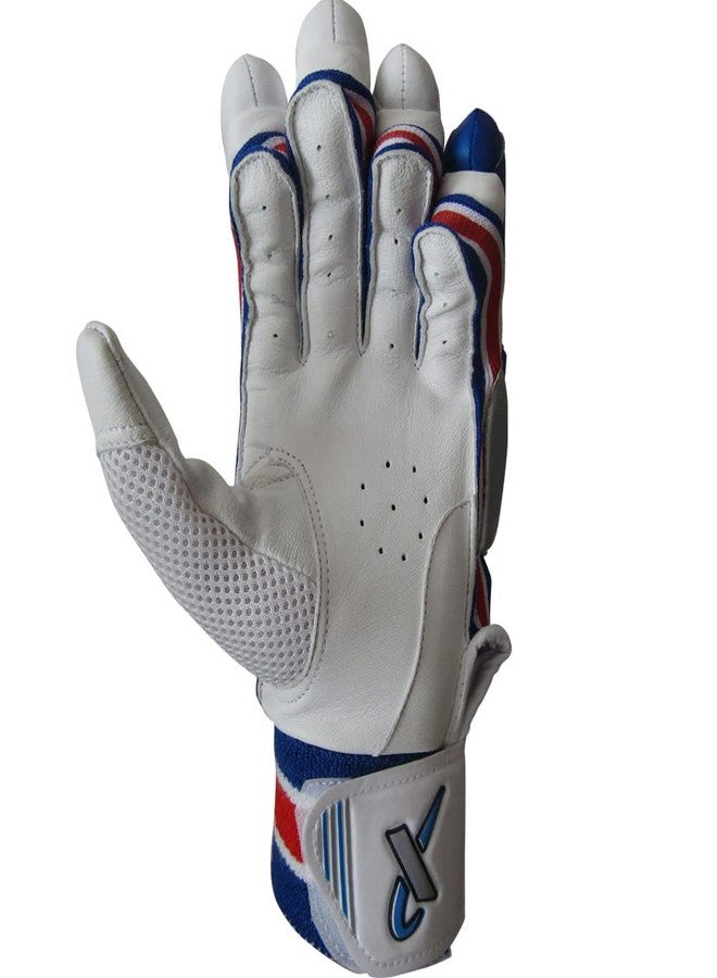 THRAX Leather St 1800 Cricket Batting Gloves White Blue - Image 4
