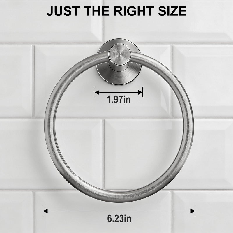 SetSail Towel Holder for Bathroom Wall Silver Towel Ring Stainless Steel Hand Towel Holder Heavy Duty Towel Hanger for Bath, Kitchen Drill Hole - Image 2