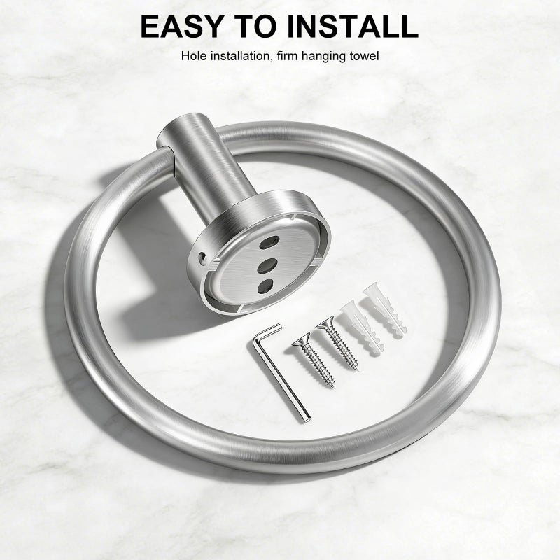 SetSail Towel Holder for Bathroom Wall Silver Towel Ring Stainless Steel Hand Towel Holder Heavy Duty Towel Hanger for Bath, Kitchen Drill Hole - Image 5