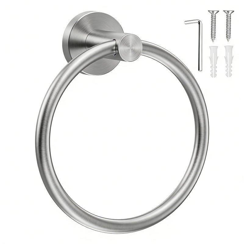 SetSail Towel Holder for Bathroom Wall Silver Towel Ring Stainless Steel Hand Towel Holder Heavy Duty Towel Hanger for Bath, Kitchen Drill Hole - Image 1