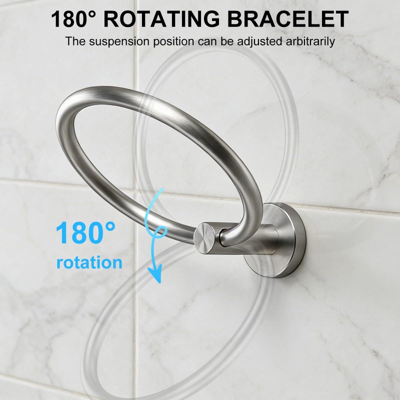 SetSail Towel Holder for Bathroom Wall Silver Towel Ring Stainless Steel Hand Towel Holder Heavy Duty Towel Hanger for Bath, Kitchen Drill Hole - Image 4