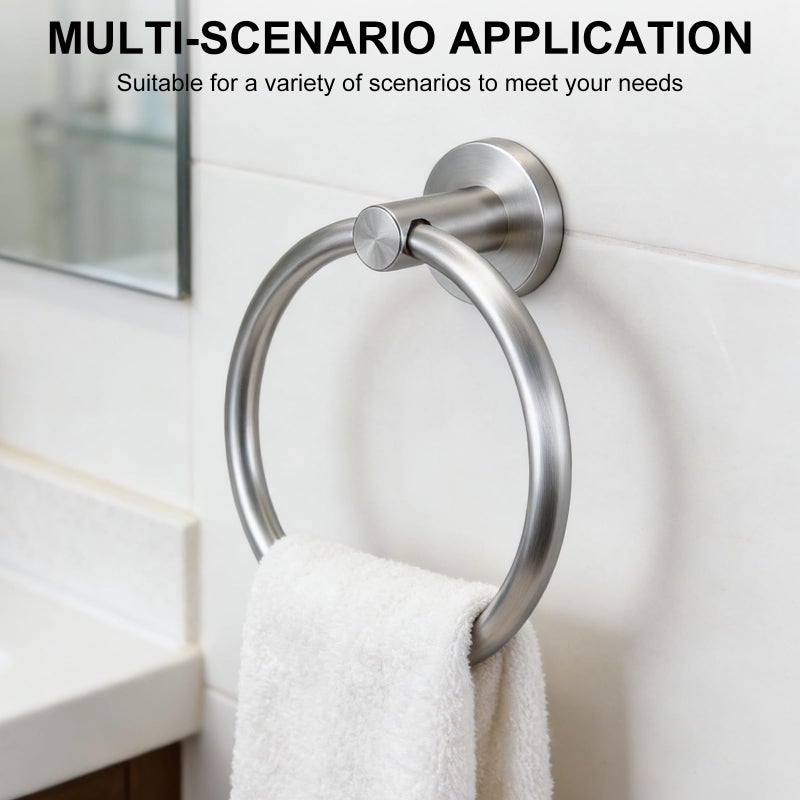SetSail Towel Holder for Bathroom Wall Silver Towel Ring Stainless Steel Hand Towel Holder Heavy Duty Towel Hanger for Bath, Kitchen Drill Hole - Image 3
