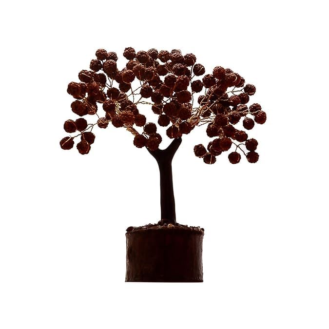 Pujahome Rudraksha Tree for Home Office Living Rudraksha Tree for Vastu Fengshui and Good Luck Table Top Decor Items 108 Beads - Image 2