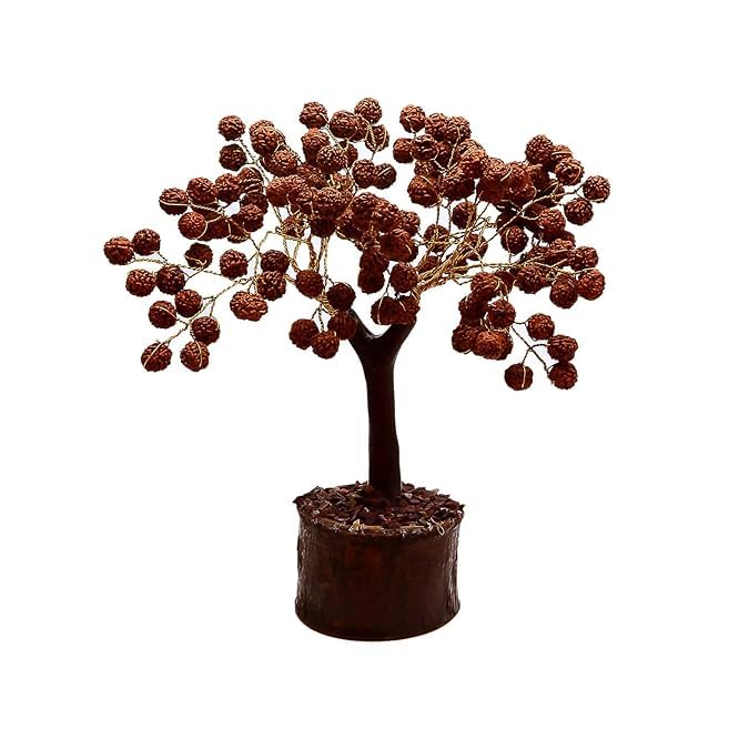 Pujahome Rudraksha Tree for Home Office Living Rudraksha Tree for Vastu Fengshui and Good Luck Table Top Decor Items 108 Beads - Image 1