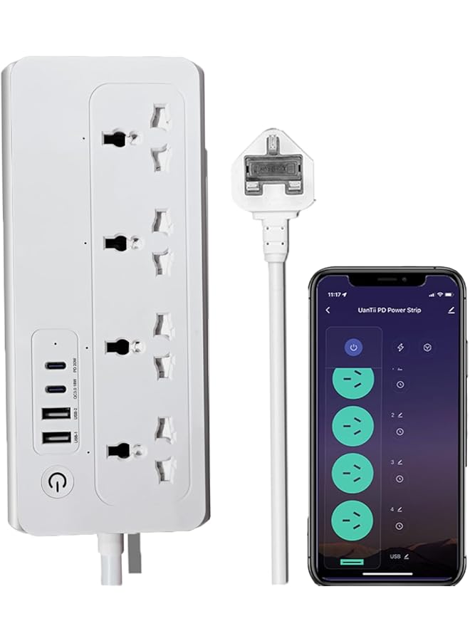 PROMASS promass Tuya WiFi Smart Power Strip Surge Protector Smart Universal Power Extension with Type C Port,Timing Schedule App Remote Control Works with Alexa and Google Home  - Image 1