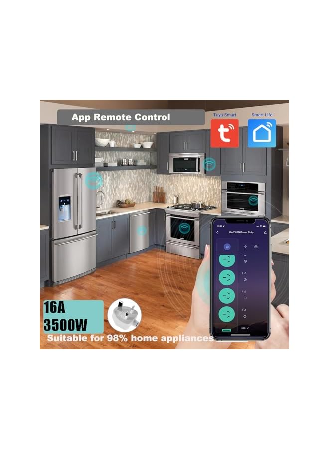 PROMASS promass Tuya WiFi Smart Power Strip Surge Protector Smart Universal Power Extension with Type C Port,Timing Schedule App Remote Control Works with Alexa and Google Home  - Image 2