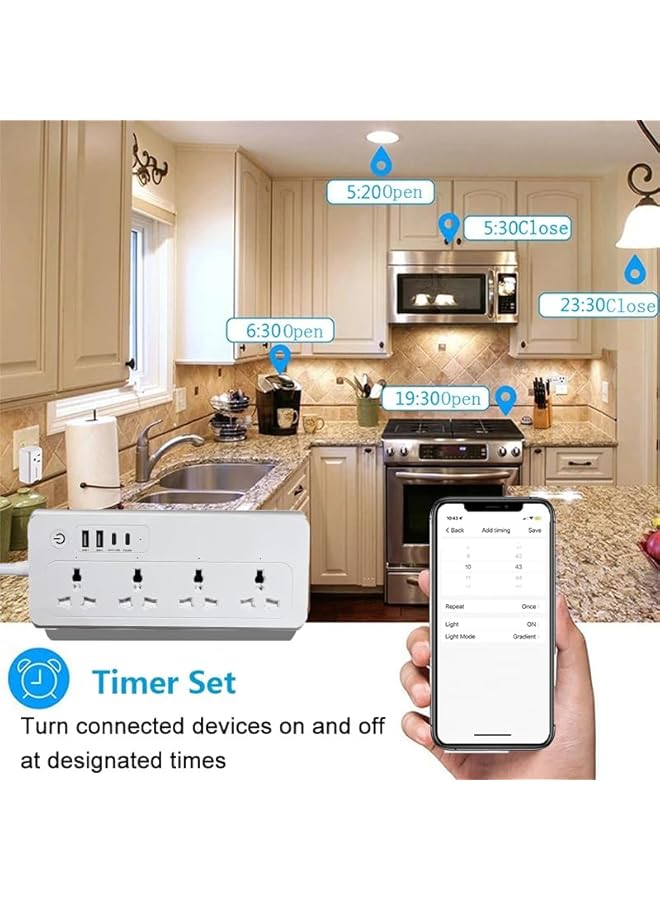 PROMASS promass Tuya WiFi Smart Power Strip Surge Protector Smart Universal Power Extension with Type C Port,Timing Schedule App Remote Control Works with Alexa and Google Home  - Image 4