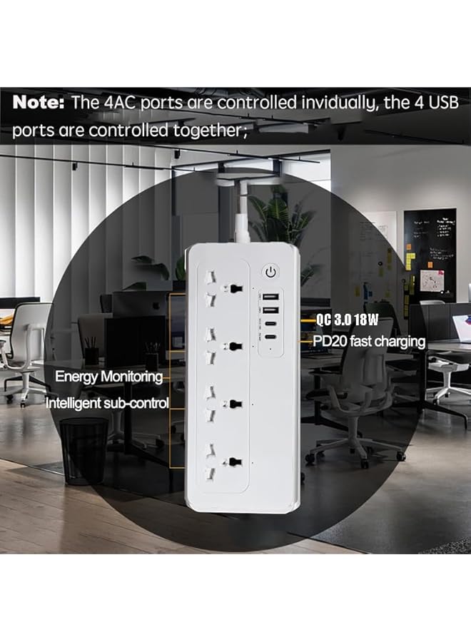 PROMASS promass Tuya WiFi Smart Power Strip Surge Protector Smart Universal Power Extension with Type C Port,Timing Schedule App Remote Control Works with Alexa and Google Home  - Image 3