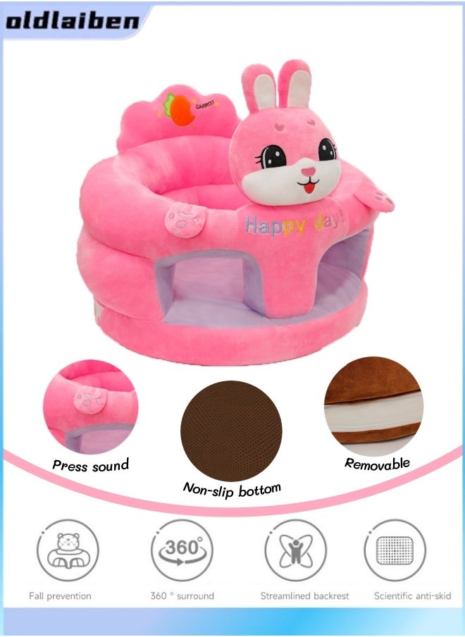 oldlaiben Baby Sitting Support Seat Sofa, Cartoon Cute Plush Baby Seat, Infant Learning Seat, Portable Baby Comfortable Floor Seat, Perfect Toddler Gift To Learn To Sit（Rabbit）  - Image 1