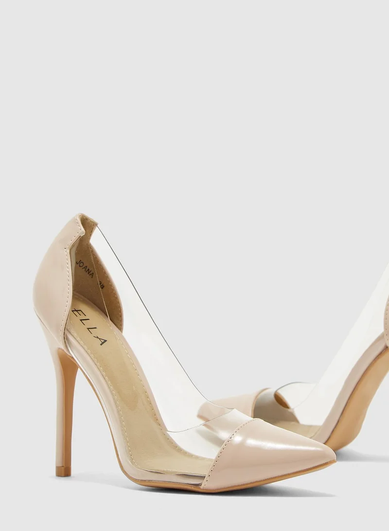 ELLA Pointed Toe Pumps With Nude Detail