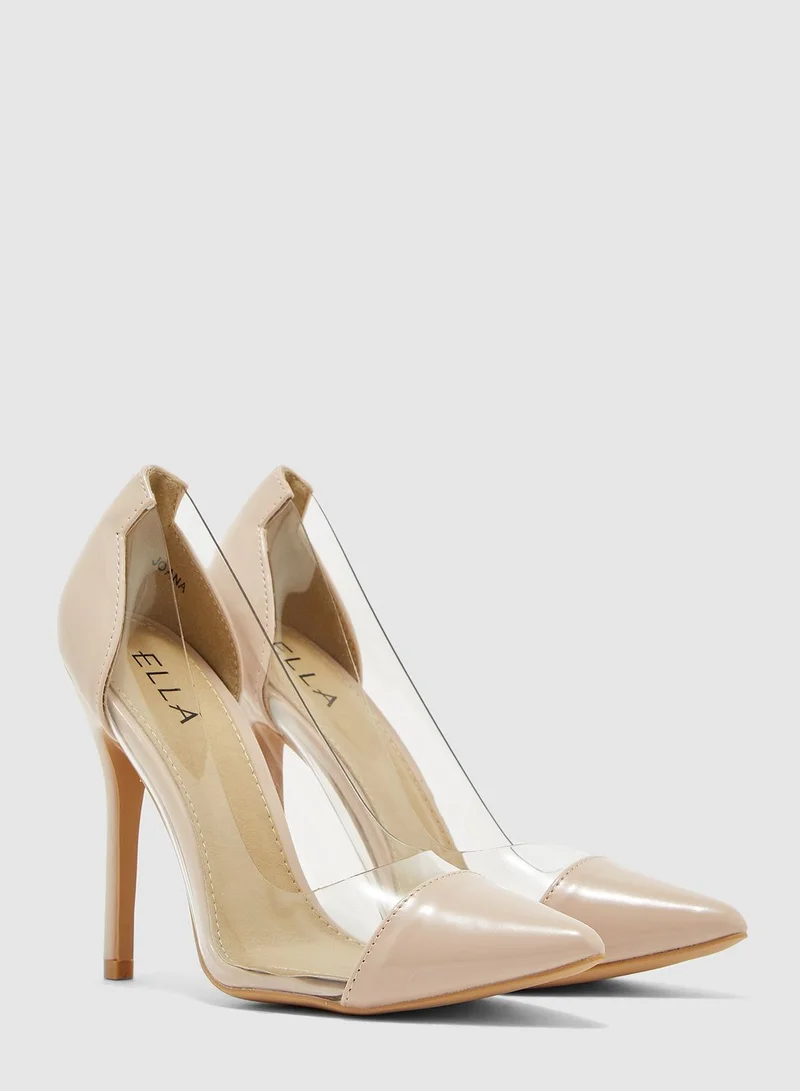 ELLA Pointed Toe Pumps With Nude Detail