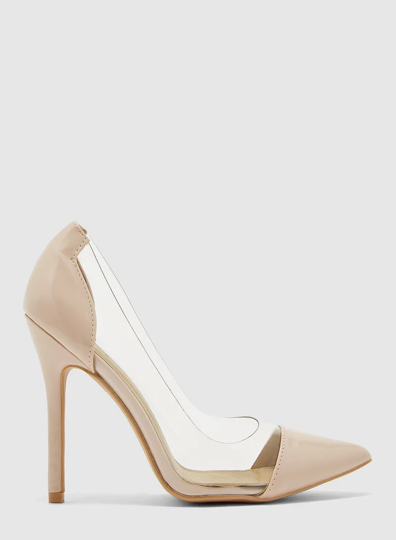 ELLA Pointed Toe Pumps With Nude Detail
