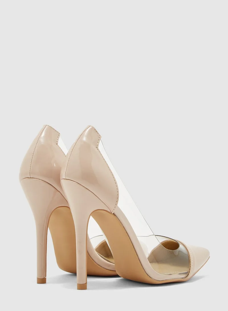 ELLA Pointed Toe Pumps With Nude Detail