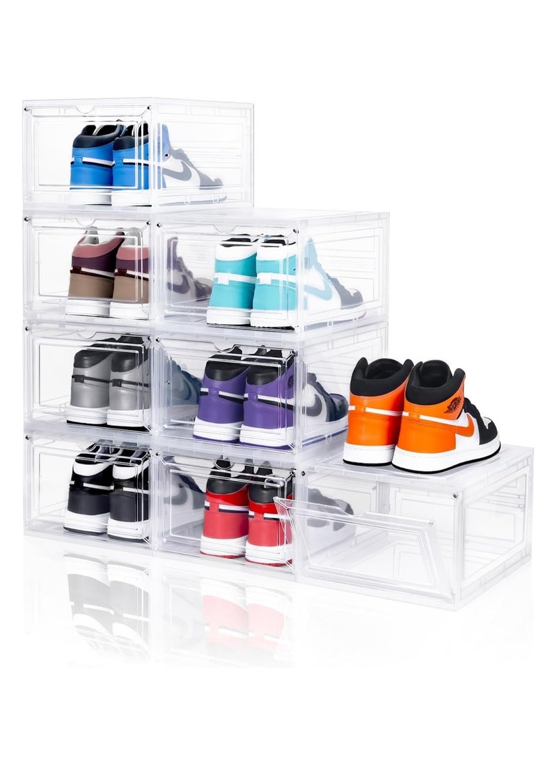 Pack of 4 Thick & Sturdy Shoe Organizers with Magnetic Door, Stackable Clear Acrylic Shoe Storage Boxes, Drop-Front Shoe Boxes for Easy Access and Display, Durable Shoe Holders for Closet, Entryway, or Bedroom Organization. - pzsku/Z9B5D2E229821392DE5B8Z/45/_/1720001336/27e3524e-156c-48df-b470-1754d1d69089