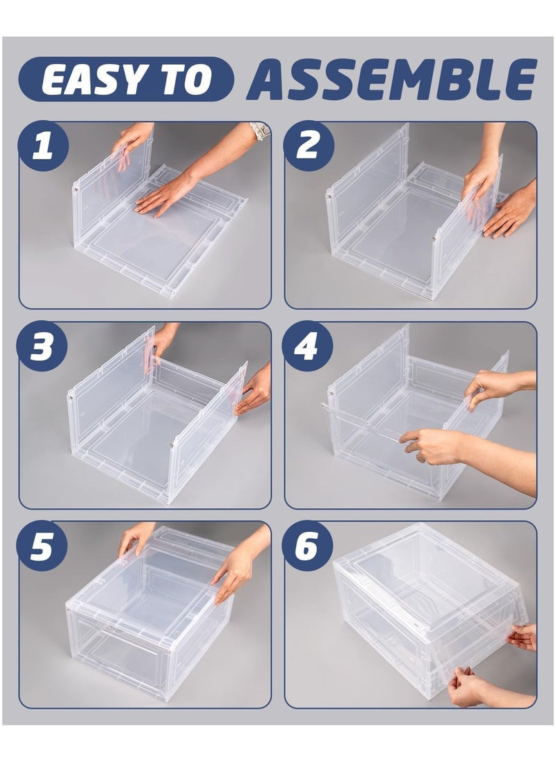 Pack of 4 Thick & Sturdy Shoe Organizers with Magnetic Door, Stackable Clear Acrylic Shoe Storage Boxes, Drop-Front Shoe Boxes for Easy Access and Display, Durable Shoe Holders for Closet, Entryway, or Bedroom Organization. - pzsku/Z9B5D2E229821392DE5B8Z/45/_/1720001346/ea46830b-4955-472a-90c5-58eea66fd4c1