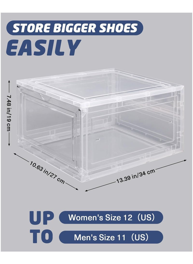 Pack of 4 Thick & Sturdy Shoe Organizers with Magnetic Door, Stackable Clear Acrylic Shoe Storage Boxes, Drop-Front Shoe Boxes for Easy Access and Display, Durable Shoe Holders for Closet, Entryway, or Bedroom Organization. - pzsku/Z9B5D2E229821392DE5B8Z/45/_/1720001349/16aef7a8-3927-476c-a91e-b6d91165f931