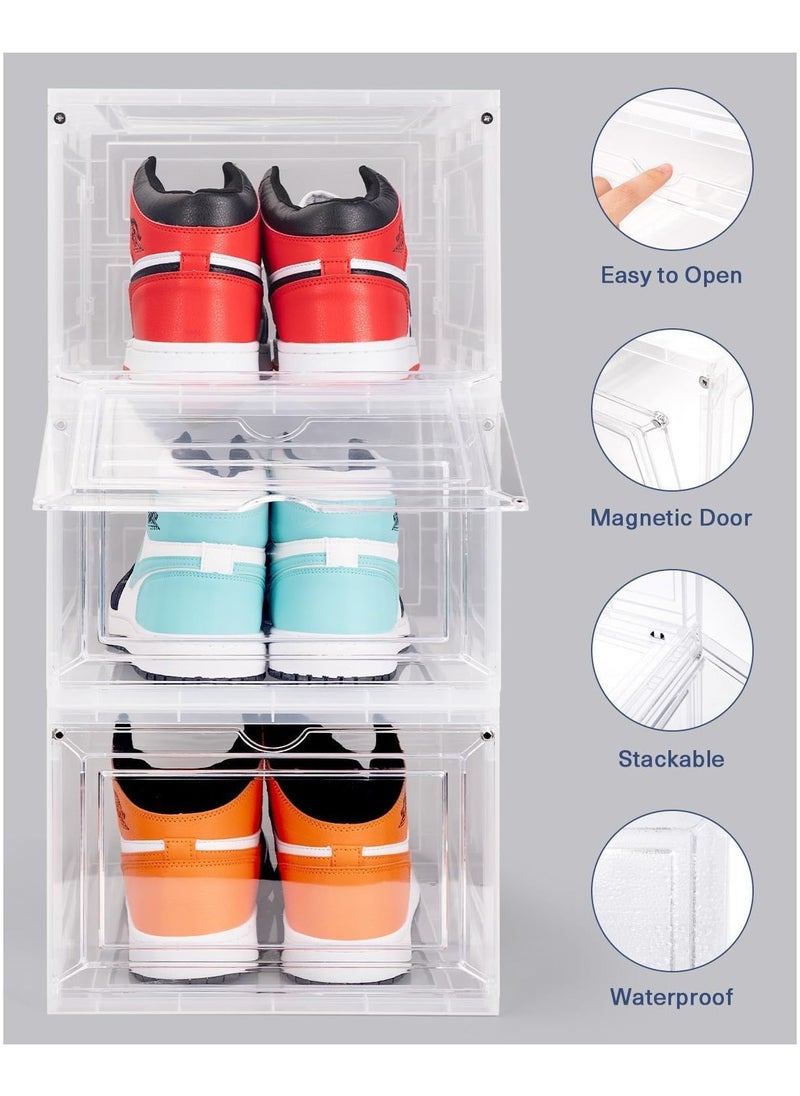 Pack of 4 Thick & Sturdy Shoe Organizers with Magnetic Door, Stackable Clear Acrylic Shoe Storage Boxes, Drop-Front Shoe Boxes for Easy Access and Display, Durable Shoe Holders for Closet, Entryway, or Bedroom Organization. - pzsku/Z9B5D2E229821392DE5B8Z/45/_/1720001364/52869a3d-9a4c-4670-92c0-cc00fa5728eb