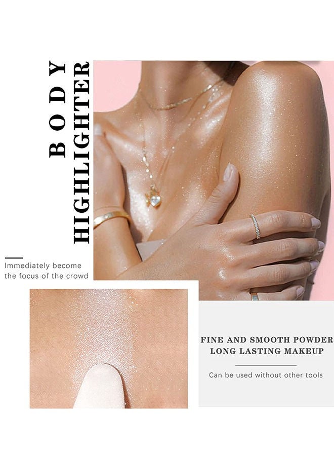 Heyxi Highlighter Powder Stick High Gloss Fairy Patting Powder Makeup Body Glitter Shimmer Powder Stick Sparkle Loose powder Brighten Face Body Lips Eyes Cosmetic (#01 PEARLESCENT WHITE) - Image 4