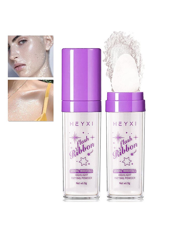Heyxi Highlighter Powder Stick High Gloss Fairy Patting Powder Makeup Body Glitter Shimmer Powder Stick Sparkle Loose powder Brighten Face Body Lips Eyes Cosmetic (#01 PEARLESCENT WHITE) - Image 1