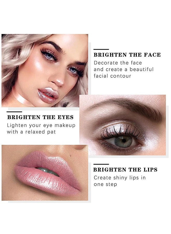 Heyxi Highlighter Powder Stick High Gloss Fairy Patting Powder Makeup Body Glitter Shimmer Powder Stick Sparkle Loose powder Brighten Face Body Lips Eyes Cosmetic (#01 PEARLESCENT WHITE) - Image 5