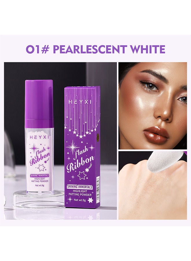 Heyxi Highlighter Powder Stick High Gloss Fairy Patting Powder Makeup Body Glitter Shimmer Powder Stick Sparkle Loose powder Brighten Face Body Lips Eyes Cosmetic (#01 PEARLESCENT WHITE) - Image 2