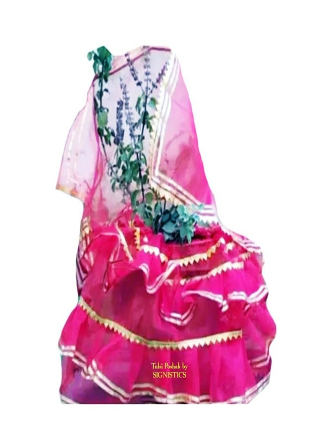 SIGNISTICS Tulsi Poshak for Plant Pot On Vivah & All Occasions (Lehga & Chunni) - Pack of One Dress, Pink Color - Image 1