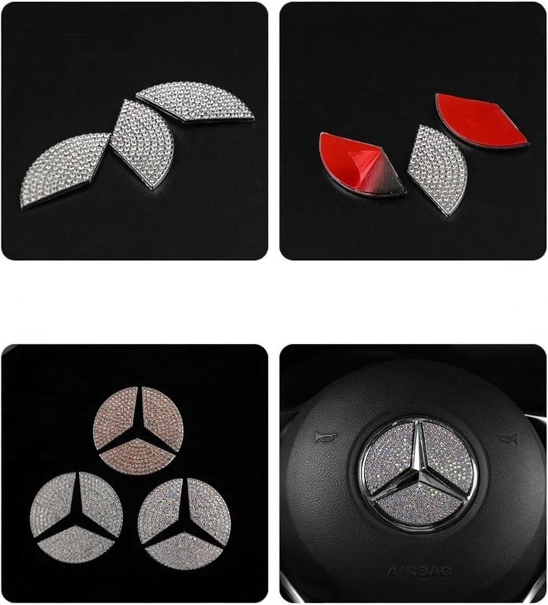UTILITYNest Crystal Steering Wheel Emblem Decal for Mercedes-Benz W205 C-Class - Image 4