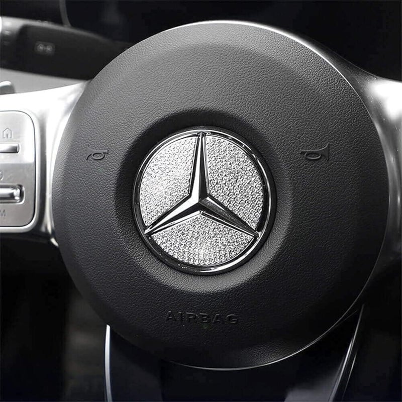 UTILITYNest Crystal Steering Wheel Emblem Decal for Mercedes-Benz W205 C-Class - Image 3