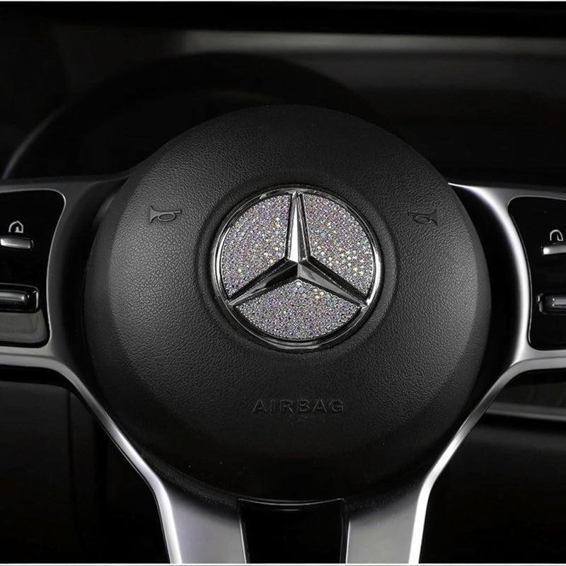 UTILITYNest Crystal Steering Wheel Emblem Decal for Mercedes-Benz W205 C-Class - Image 1