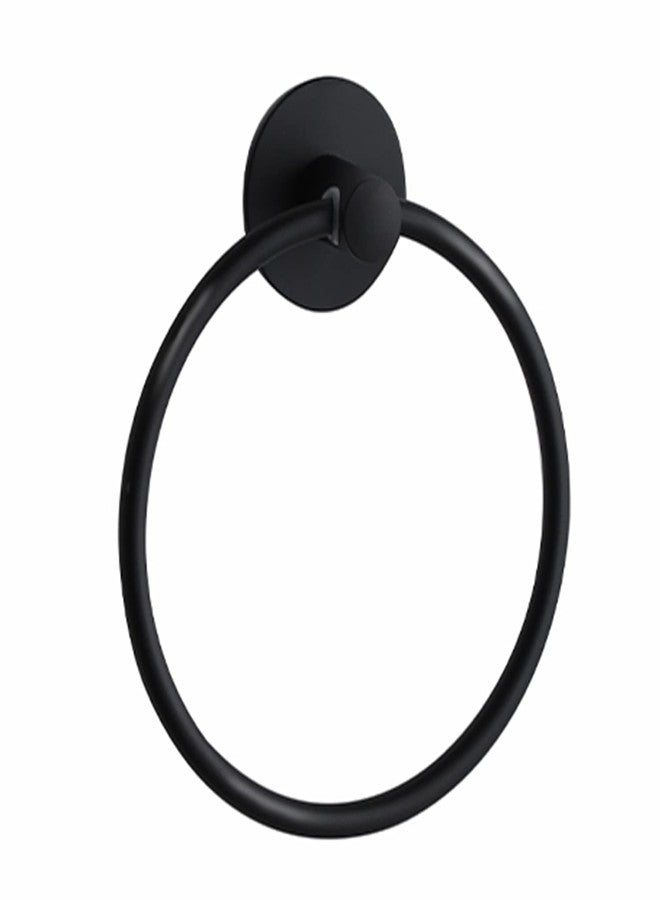 Besteffie Adhesive Towel Ring Self Adhesive Hand Towel Ring Stainless Steel Rustproof Bathroom Towel Holder Wall Mount SUS 304 Stainless Steel Matte Black,Bathroom Hand Towel Holder - Image 1