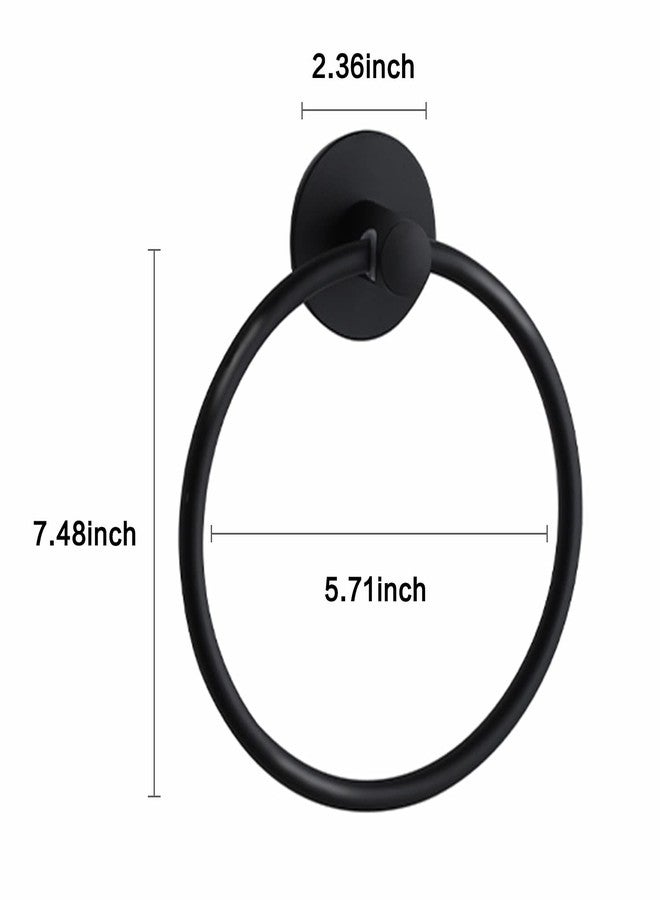 Besteffie Adhesive Towel Ring Self Adhesive Hand Towel Ring Stainless Steel Rustproof Bathroom Towel Holder Wall Mount SUS 304 Stainless Steel Matte Black,Bathroom Hand Towel Holder - Image 2