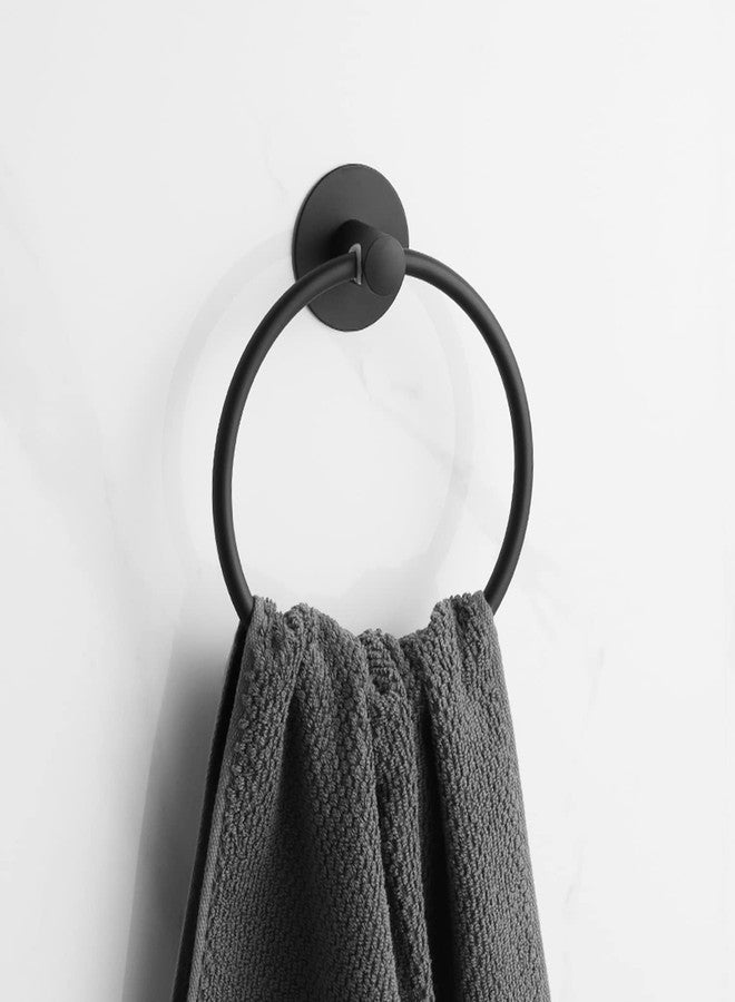 Besteffie Adhesive Towel Ring Self Adhesive Hand Towel Ring Stainless Steel Rustproof Bathroom Towel Holder Wall Mount SUS 304 Stainless Steel Matte Black,Bathroom Hand Towel Holder - Image 4