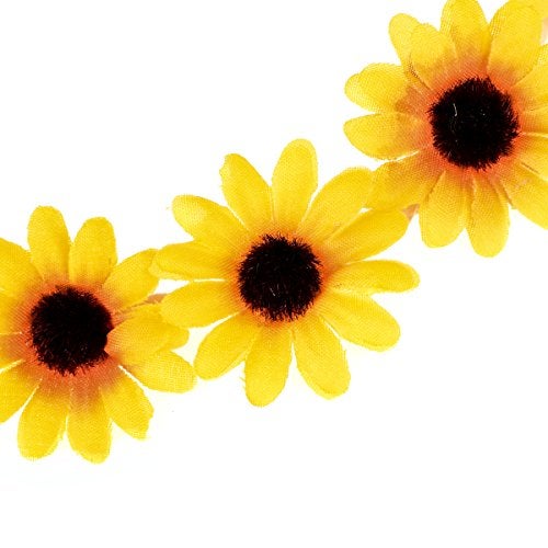 Floral Fall Boho Sunflower Crown Hippies Daisy Hair Wreath Bridal Headpiece Photo Props DY-01 (Yellow) - Image 3