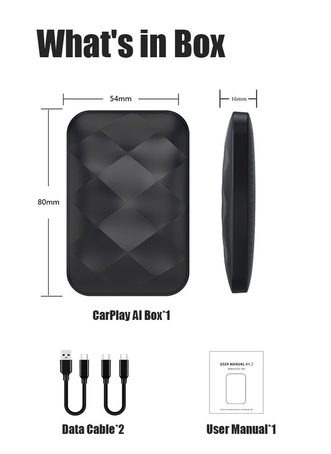 Wireless CarPlay Box - Wireless Android Auto 4GB+64GB (RAM+ROM) - Car Adapter 3-in-1 Car AI Box  Android 14 Bluetooth
