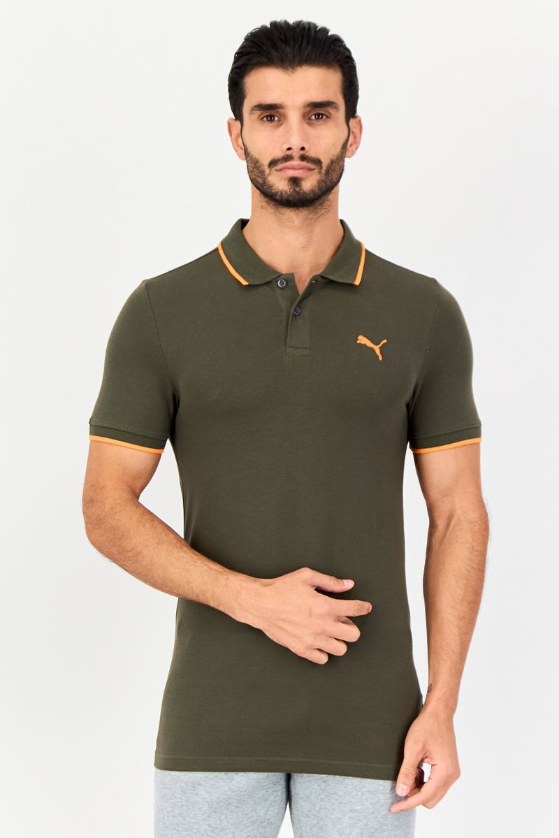 PUMA Men Sportswear Fit Short Sleeves Outdoor Polo Shirt, Olive - Image 1