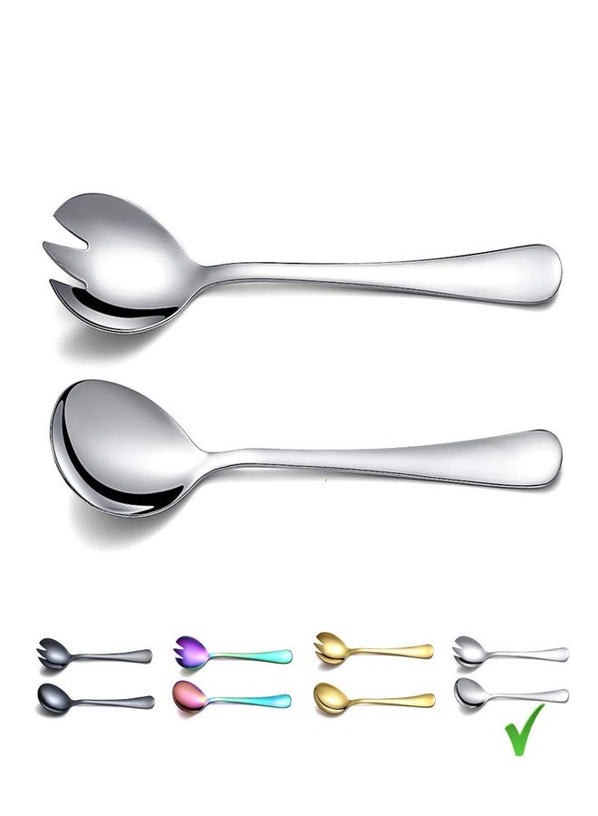 Berglander Salad Server Set, Berglander Stainless Steel Salad Serving Set, Salad Servers, Salad Spoon, Salad Fork, Pack of 2 (Shiny Silver) - Image 1