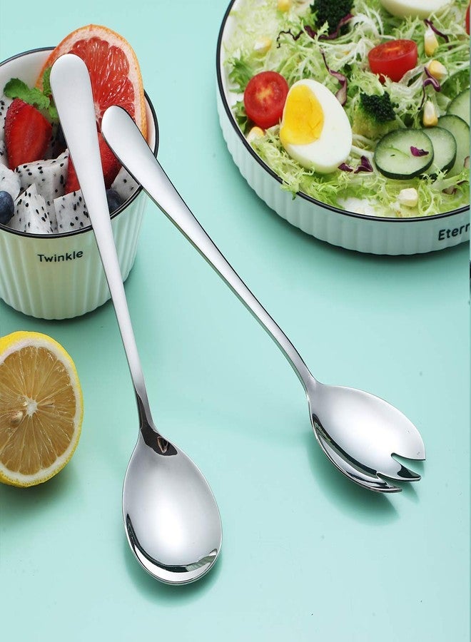 Berglander Salad Server Set, Berglander Stainless Steel Salad Serving Set, Salad Servers, Salad Spoon, Salad Fork, Pack of 2 (Shiny Silver) - Image 3
