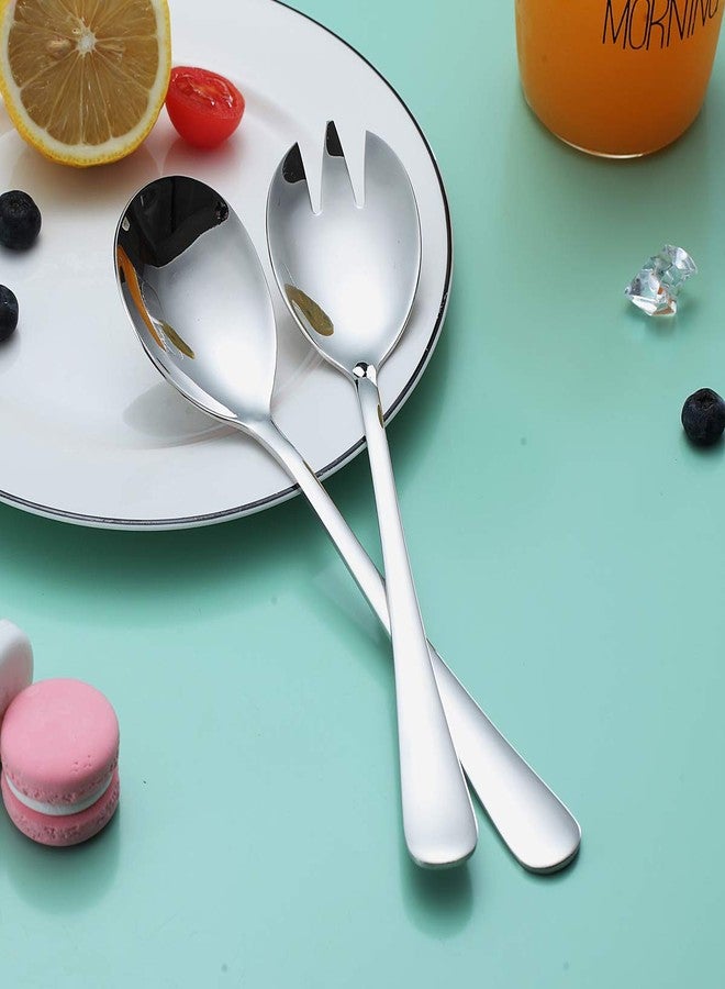 Berglander Salad Server Set, Berglander Stainless Steel Salad Serving Set, Salad Servers, Salad Spoon, Salad Fork, Pack of 2 (Shiny Silver) - Image 2