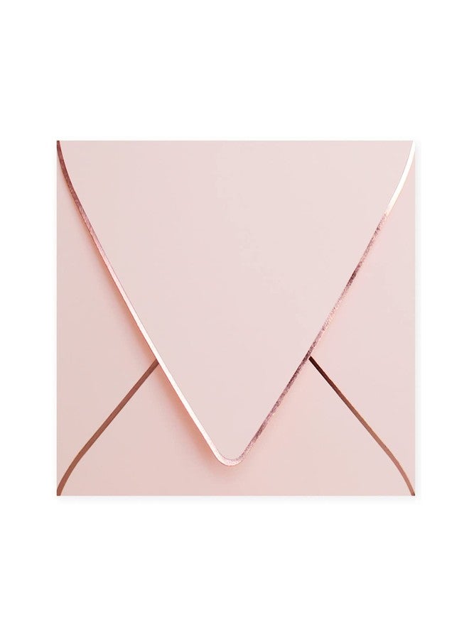 AZAZA 50 Pack A6 Pink Envelopes With Rose Gold Border 4 x 6 - V flap, Quick Self Seal, For 4x6 Cards| Perfect for Weddings, Invitations, Photos, Graduation, Baby Shower (Pink-rose golden border) - Image 1