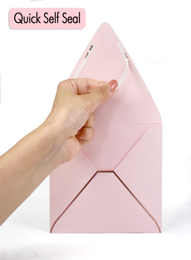 AZAZA 50 Pack A6 Pink Envelopes With Rose Gold Border 4 x 6 - V flap, Quick Self Seal, For 4x6 Cards| Perfect for Weddings, Invitations, Photos, Graduation, Baby Shower (Pink-rose golden border) - Image 3