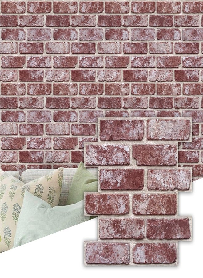 Commomy 3D Peel and Stick Brick Backsplash - 10 pcs 11.8"x11.8" Small Size PVC Printable Retro Faux Brick Wall Panels Brick Wallpaper Wall Tile for Kitchen,Bedroom,Bathroom,Living Room,Fireplace - Image 1