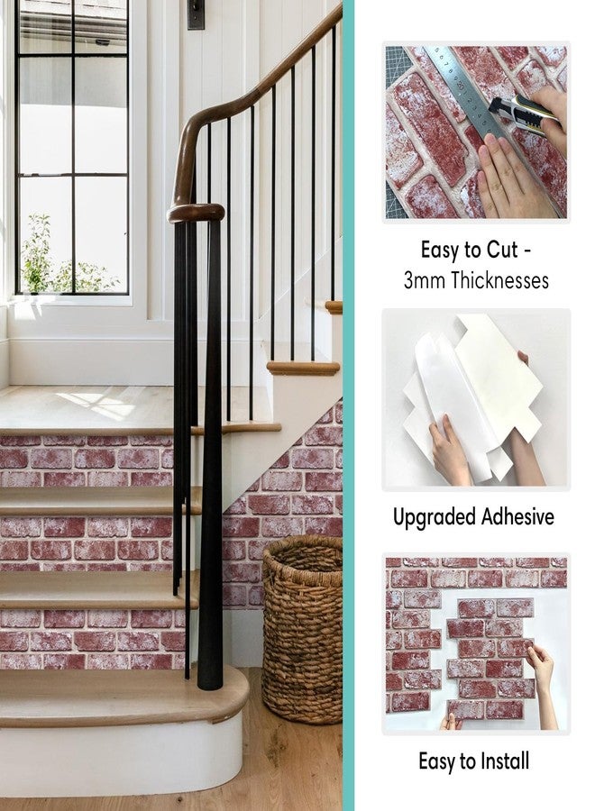 Commomy 3D Peel and Stick Brick Backsplash - 10 pcs 11.8"x11.8" Small Size PVC Printable Retro Faux Brick Wall Panels Brick Wallpaper Wall Tile for Kitchen,Bedroom,Bathroom,Living Room,Fireplace - Image 5